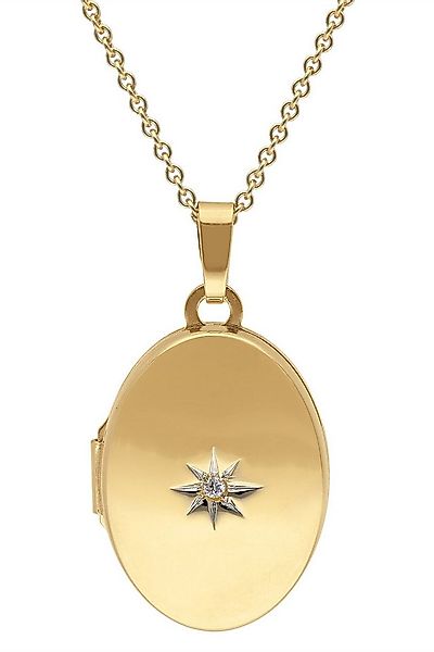 trendor Kette mit Anhänger Medaillon mit Diamant Gold 585/14K an vergoldete günstig online kaufen