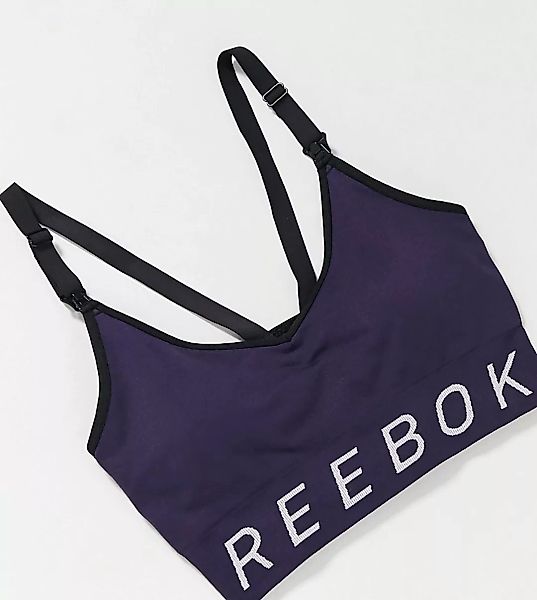 Reebok – Training – Umstands-BH in Lila-Schwarz günstig online kaufen
