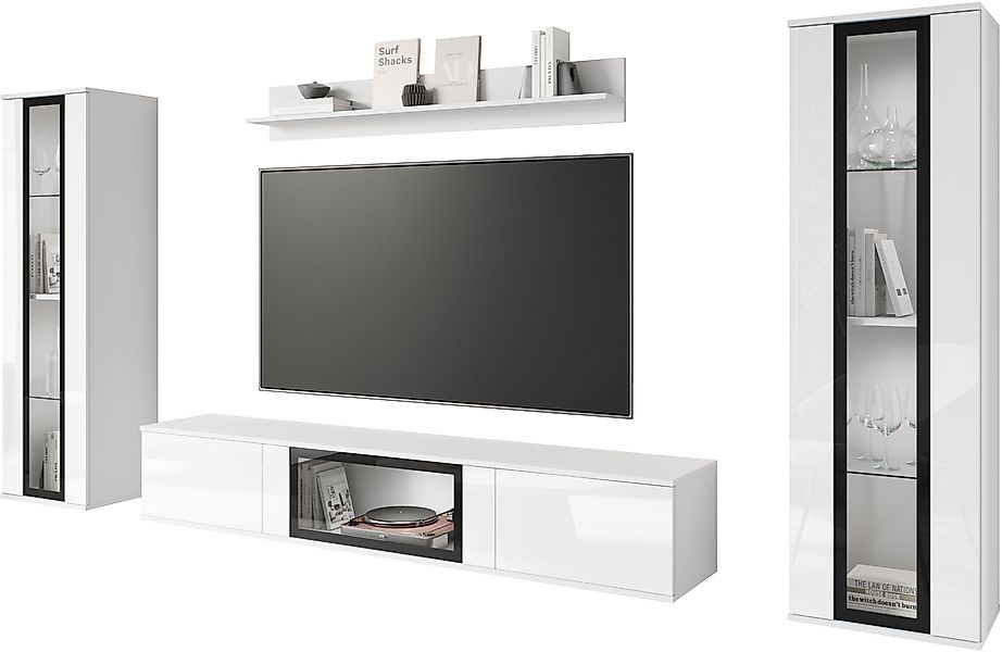 INOSIGN Wohnwand "Caro, stehend und hängend montierbar", (Komplett-Set, 4 S günstig online kaufen