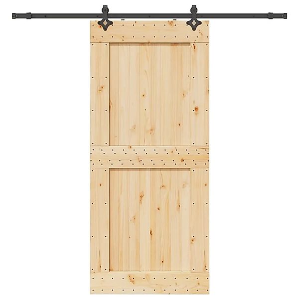 vidaXL Schiebetür mit Beschlag 100x210 cm Massivholz Kiefer 3332735 günstig online kaufen