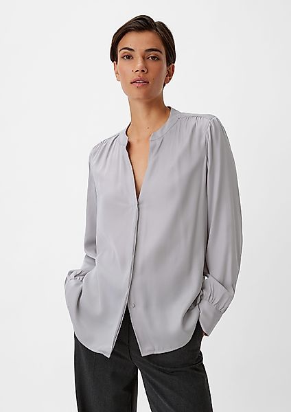 comma Langarmbluse Satinbluse aus Viskosemix Raffung günstig online kaufen