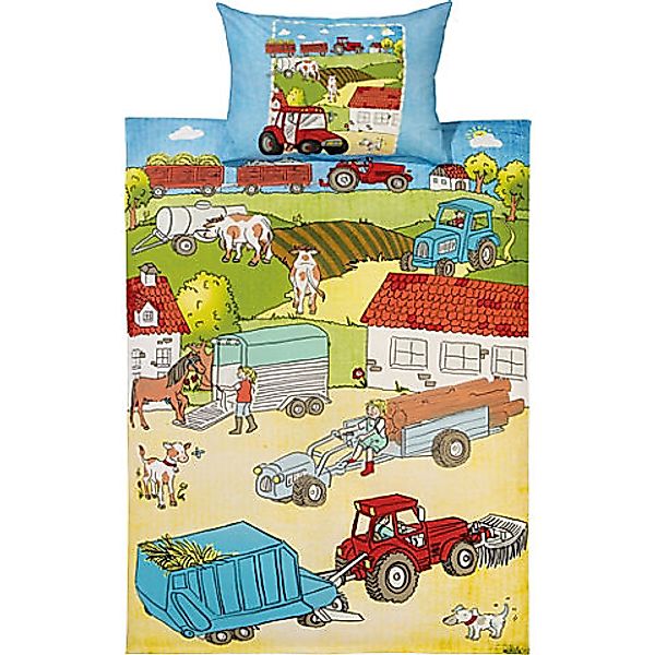 Erwin Müller Kinderbettwäsche Kinder-Bettwäsche "Bauernhof", Biber, günstig online kaufen