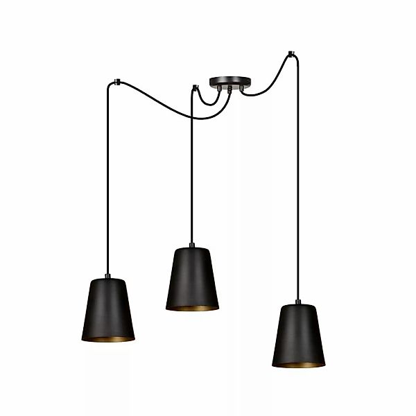 famlights | Pendelleuchte Alfred aus Metall in Gold und Schwarz 3 x E27 günstig online kaufen