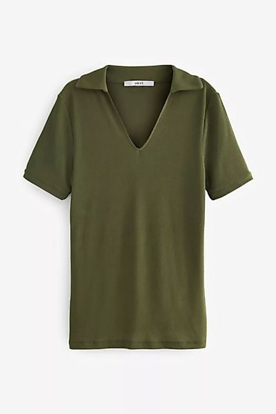 Next Kurzarmbluse Kurzärmeliges, geripptes T-Shirt mit Polo-Kragen (1-tlg) günstig online kaufen