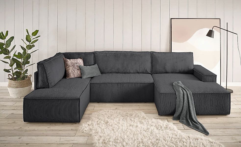 Home affaire Wohnlandschaft "SHERWOOD 329 cm, U-Form, Schlafsofa," Schlaffu günstig online kaufen
