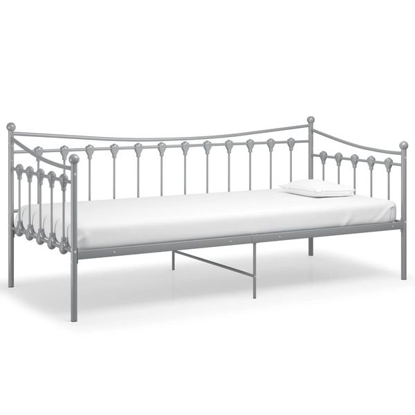 vidaXL Bett Schlafsofa Bettgestell Grau Metall günstig online kaufen