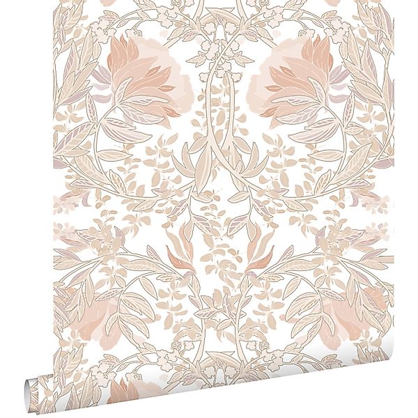 ESTAhome Tapete Blumenmuster im Jugendstil Sandbeige und Terrakotta 53 cm x günstig online kaufen