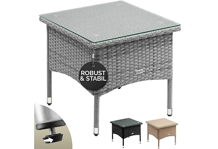 Casaria Beistelltisch, Polyrattan 50x50cm Wetterfest Höhenverstellbar 80kg günstig online kaufen