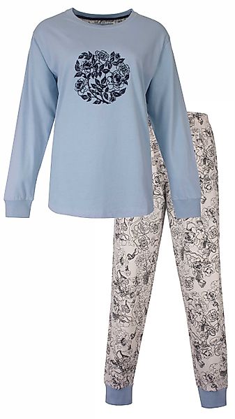 Medaillon Schlafanzug Damen Pyjama lang mit günstig online kaufen