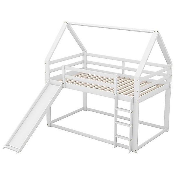 Celya Etagenbett Kinderbett Hausbett mit Rutsche und Leiter, 90x200cm,Weiß günstig online kaufen