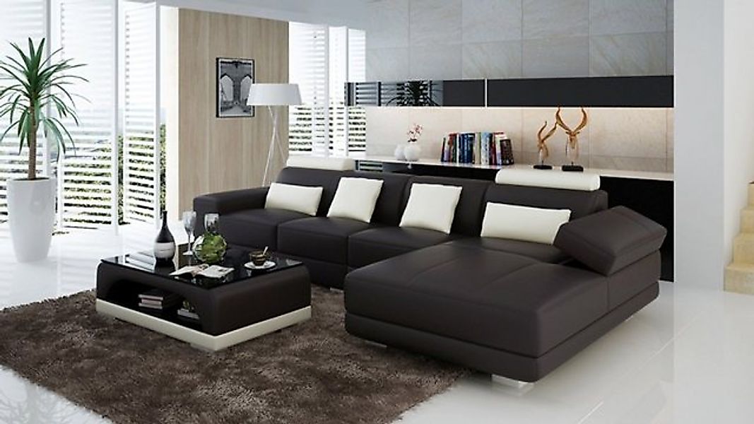 JVmoebel Ecksofa Ledersofa Couch Wohnlandschaft Ecksofa Eck Design Modern S günstig online kaufen