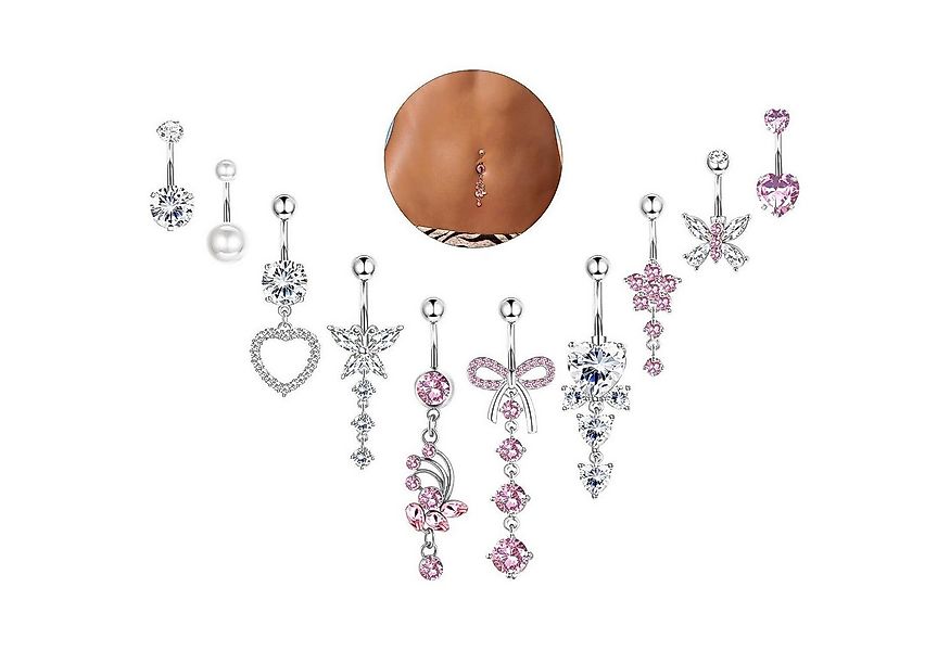 YADOCA Bauchnabelpiercing-Set 10Pcs 14G Bauchnabelpiercing Damen Chirurgens günstig online kaufen