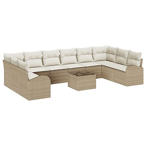 vidaXL Loungesofa 11 teiliges Garten Sofa Set mit Kissen Braun Rattan, 11 T günstig online kaufen