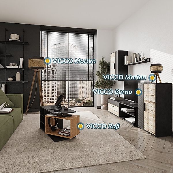 Vicco Wohnwand Berno, Beige/Anthrazit, 4er Set, günstig online kaufen