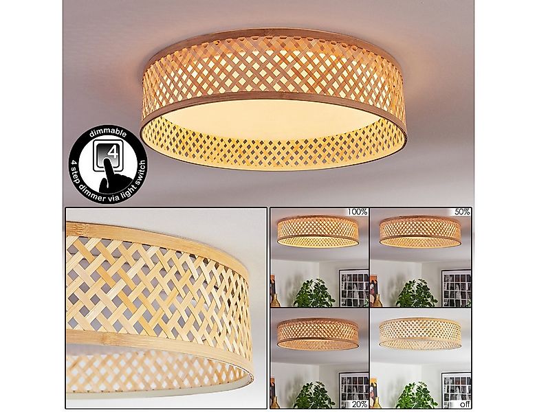hofstein Deckenleuchte Deckenlampe aus Metall/Bambus/Kunststoff in Weiß/Nat günstig online kaufen
