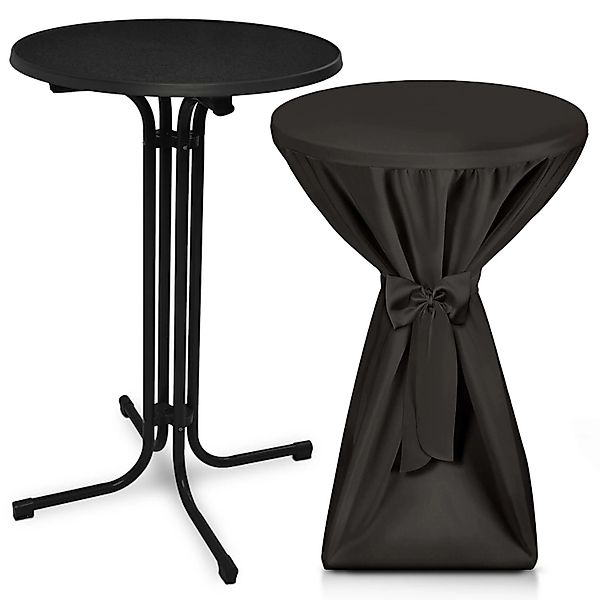 Beautissu Bellini Stehtisch Ø 70cm Schwarz mit Premium Stehtischhusse Ø 70c günstig online kaufen