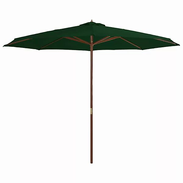 Sonnenschirm Mit Holzmast 350 Cm Grün günstig online kaufen