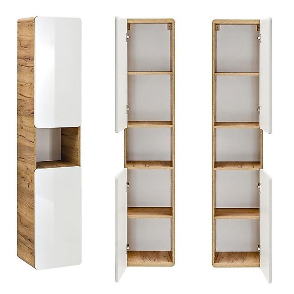 Lomadox Hochschrank LUTON-56 Badmöbel, Wotan Eiche günstig online kaufen