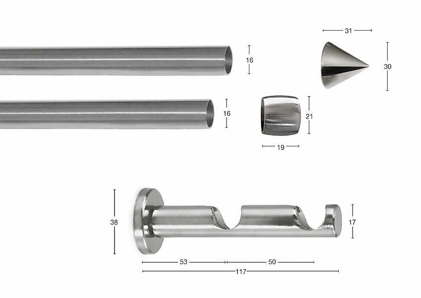 GARESA Gardinenstange "DIAMANT" Ø 16 mm 2 läufig-läufig Wunschmaßlänge Vorh günstig online kaufen