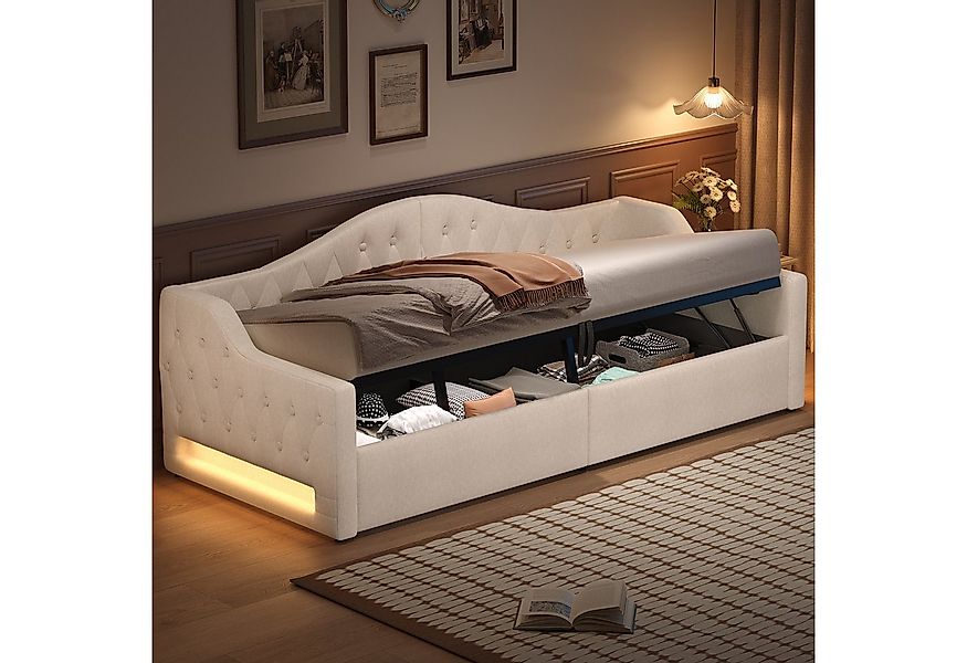 Merax Daybett mit hydraulischem Stauraum (Schlafsofa Sofabett Jugendbett Ki günstig online kaufen
