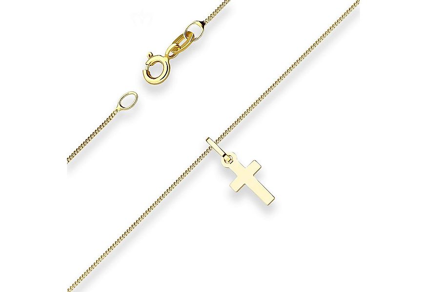Schmuck Krone Goldkette Panzerkette Kreuz aus 375 Gelbgold 42cm, Gold 375 günstig online kaufen