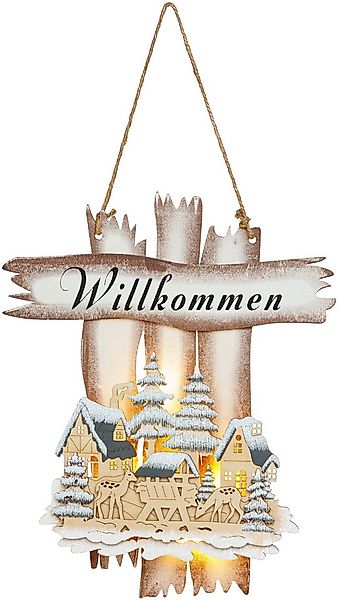 SIKORA Dekoobjekt DK03 Holz Türschild verschneite Waldszene "Willkommen" LE günstig online kaufen