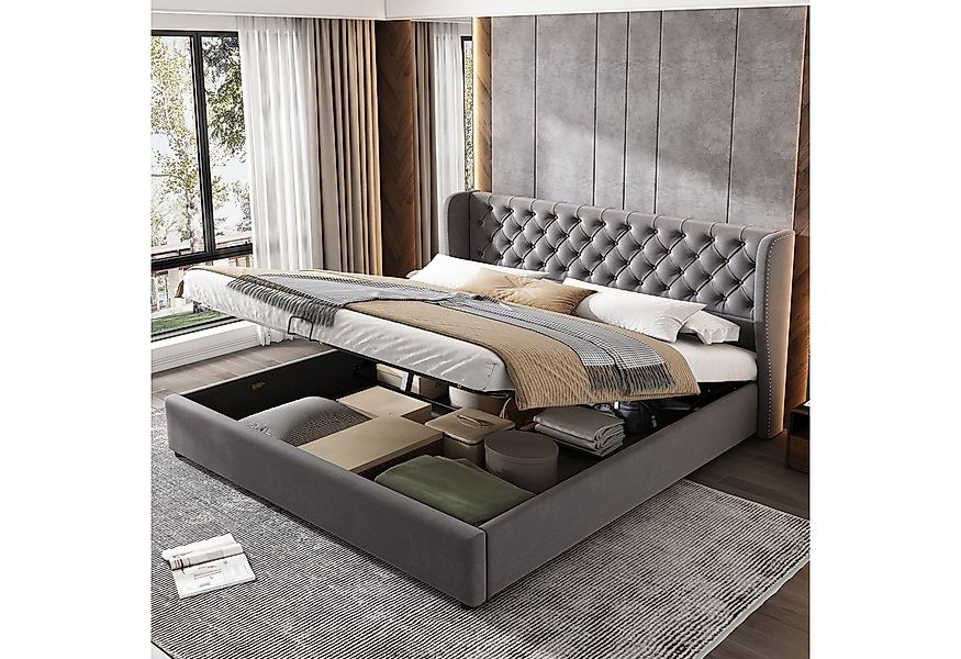 REDOM Polsterbett Doppelbett Bett Stauraumbett Jugendbett gepolsteres Bettg günstig online kaufen