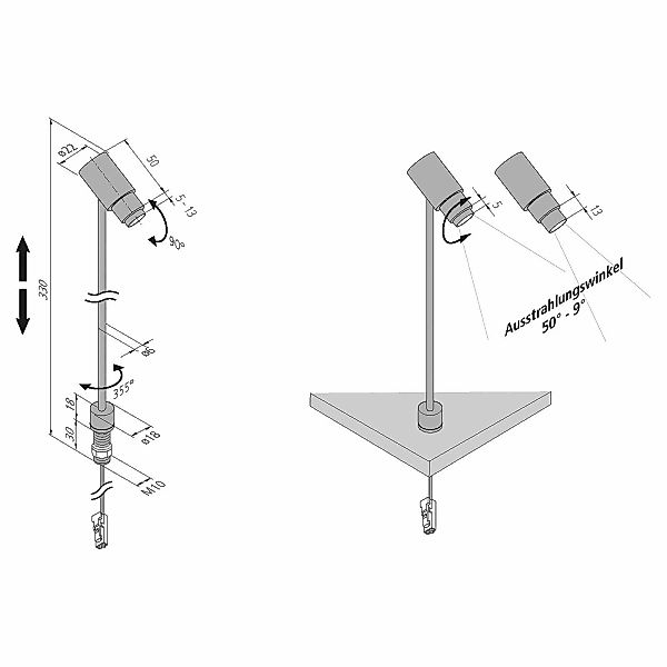 LED-Strahler Zoom, alu eloxiert, 3.000 K, 1 W 350 mA günstig online kaufen