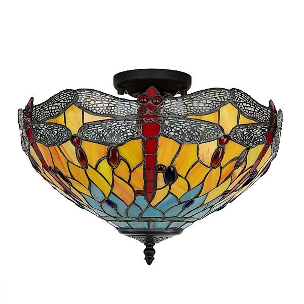 EASYLIGHT Deckenlampe Tiffany Stil Ø 40 cm Rund Buntglas 2x E14 günstig online kaufen