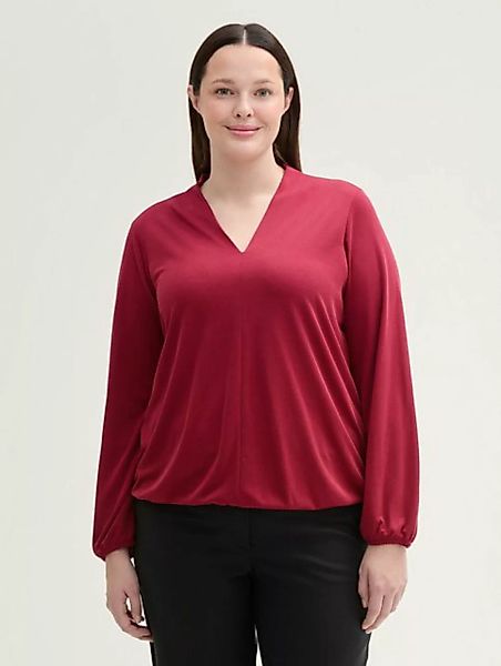 TOM TAILOR PLUS Langarmshirt Plus Size - Langarmshirt mit V-Ausschnitt günstig online kaufen