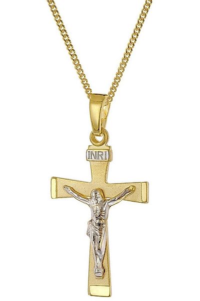 trendor Panzerkette Kruzifix-Anhänger 22 mm mit Kette 925 Silber vergoldet günstig online kaufen