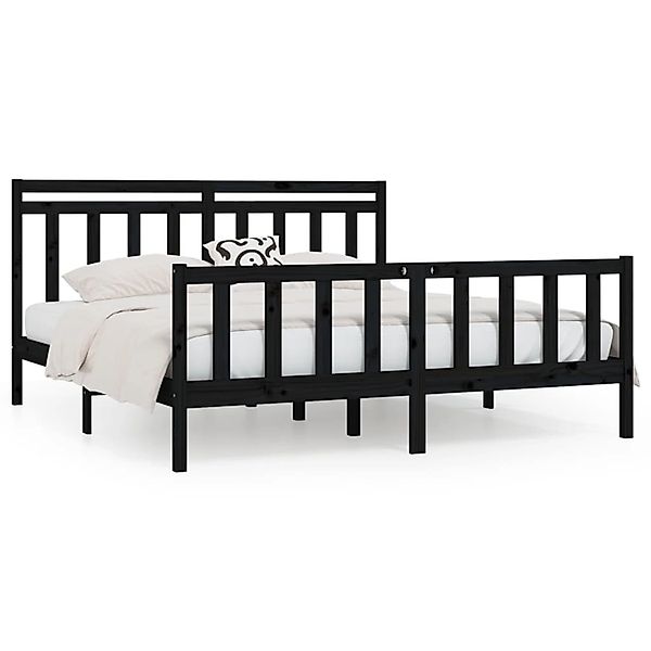 vidaXL Massivholzbett Schwarz Kiefer 200x200 cm1084638 günstig online kaufen