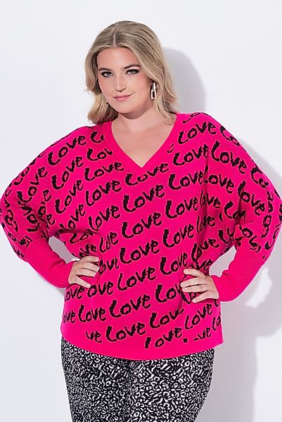 MIAMODA Strickpullover Pullover Poncho-Form LOVE-Schriftzüge günstig online kaufen