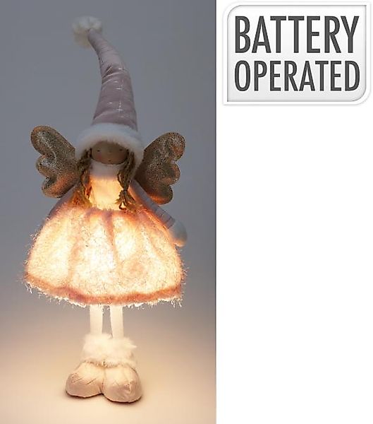 Deko-Figur ENGELMÄDCHEN LED ca. 50 cm Rosa Beige günstig online kaufen