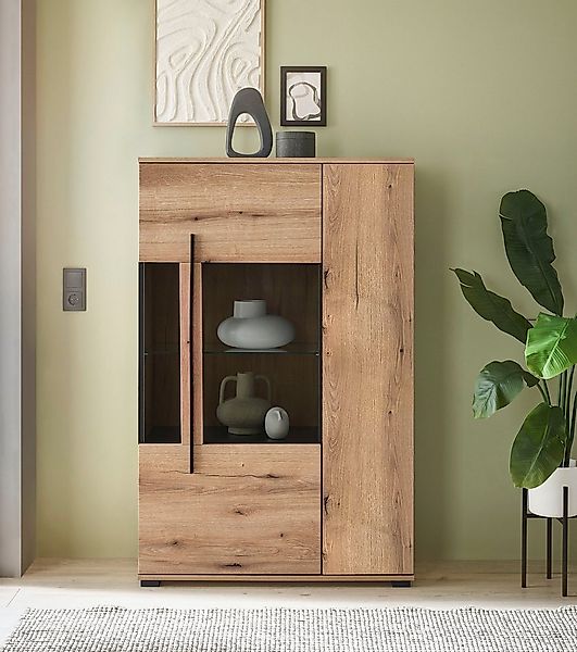 Home affaire Vitrine Cantara, Vitrinenschrank in Eiche Evoke oder weiß, Sta günstig online kaufen