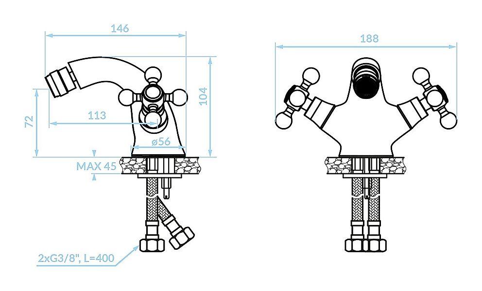 KOLMAN Bidetarmatur Wasserhahn STILO Bidetmischer in günstig online kaufen