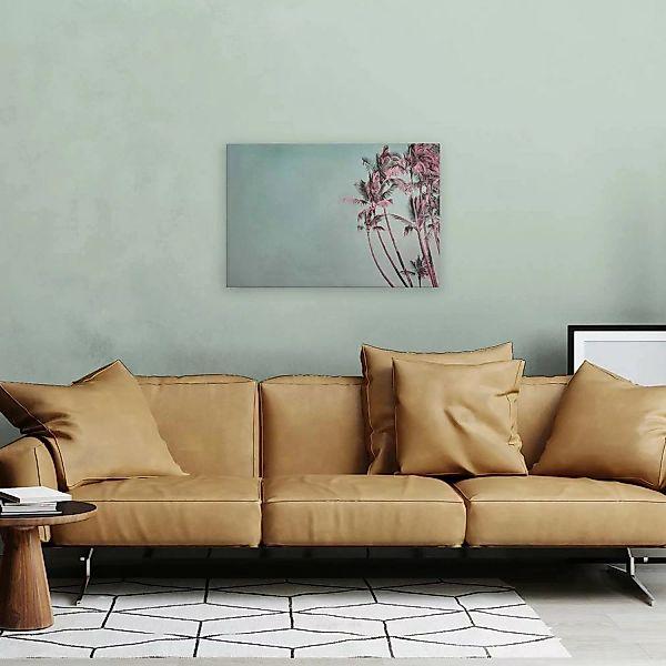 Bricoflor Palmen Bilder Auf Leinwand Im Vintage Stil Hellblaues Wandbild Tr günstig online kaufen