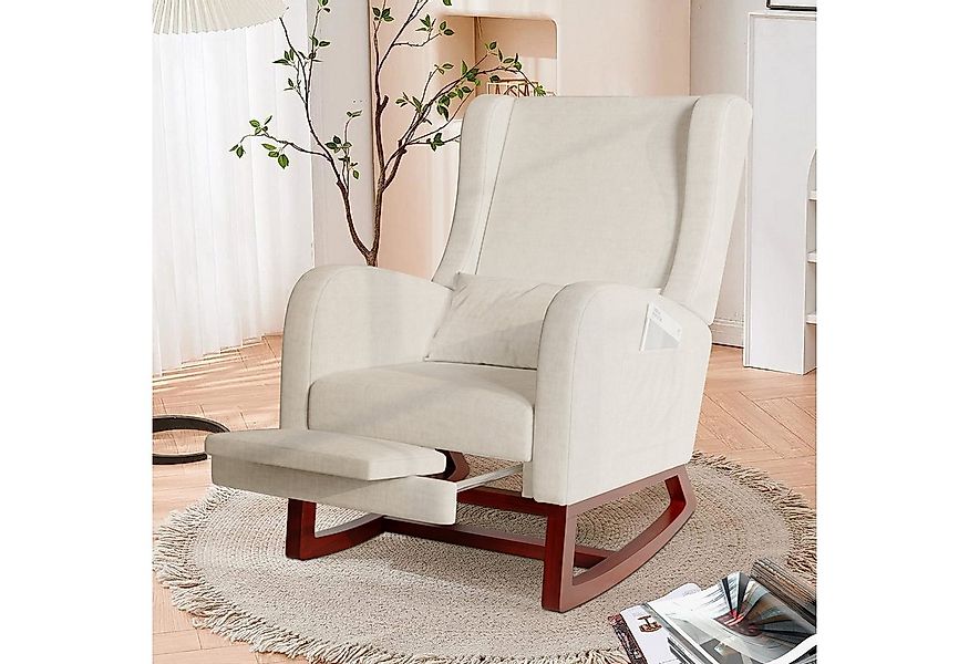 FUROKOY Schaukelstuhl Relaxsessel Stillsessel mit Holzsockel Fußstütze (Set günstig online kaufen