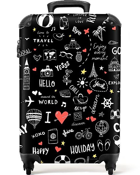 NoBoringSuitcases.com© Hartschalen-Trolley Muster - Gekritzel - Reisen - Ur günstig online kaufen