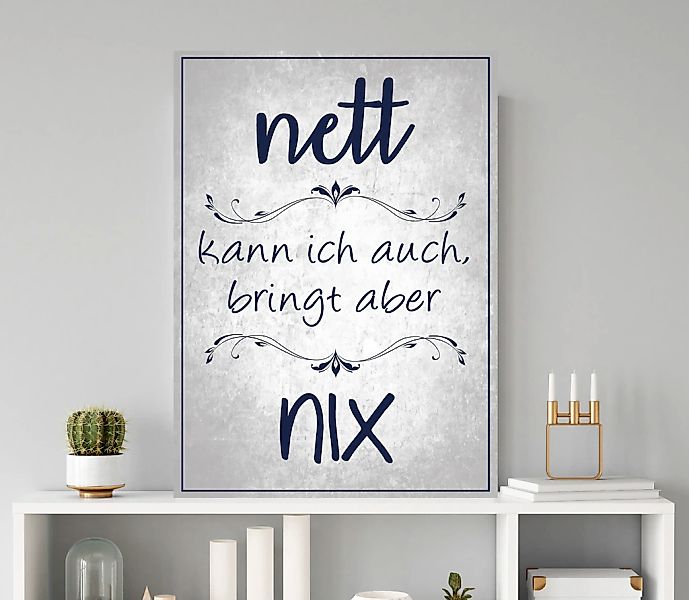 queence Metallbild "Nett kann ich auch", Schriftzüge-Schriftzug, (1 St.), S günstig online kaufen