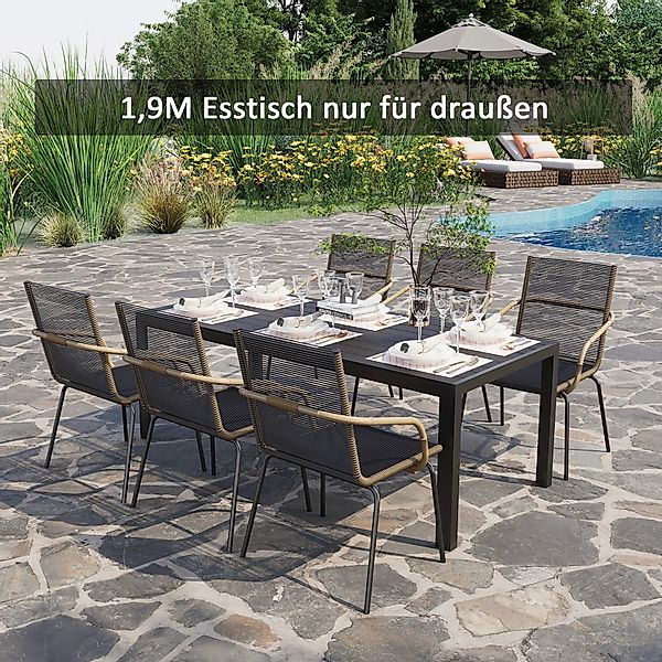 Outsunny Gartentisch Aluminium Tisch 120x70 cm für Garten Terrasse Holz-Kun günstig online kaufen