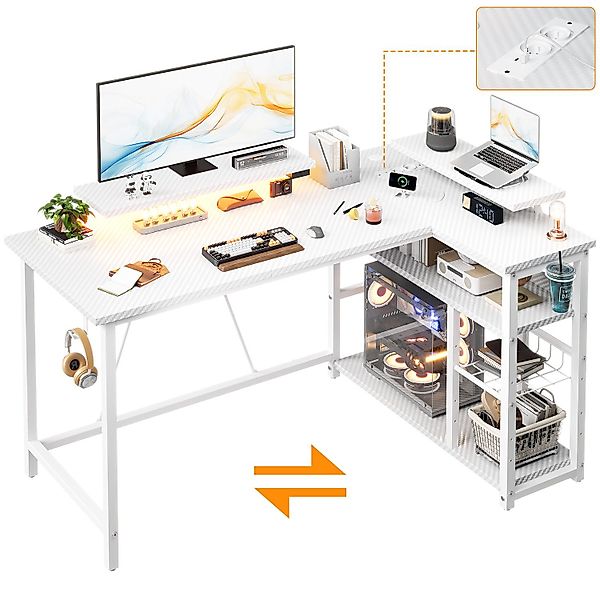 Furnicopia Eckschreibtisch L-förmiger Gaming-Schreibtisch mit Stauraum, günstig online kaufen