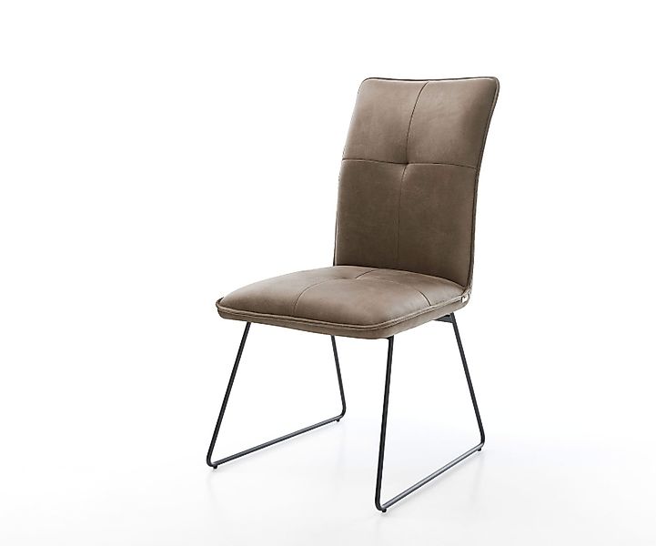 Esszimmerstuhl Maddy-Flex Mikrofaser Taupe Vintage Kufengestell Schwarz günstig online kaufen