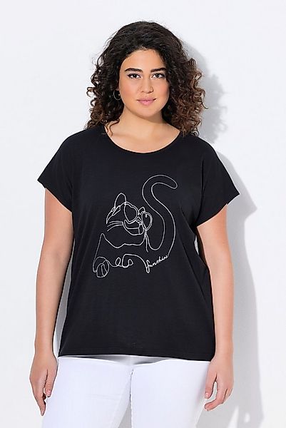 Ulla Popken T-Shirt T-Shirt Metallic-Tiermotiv Oversized Rundhals günstig online kaufen