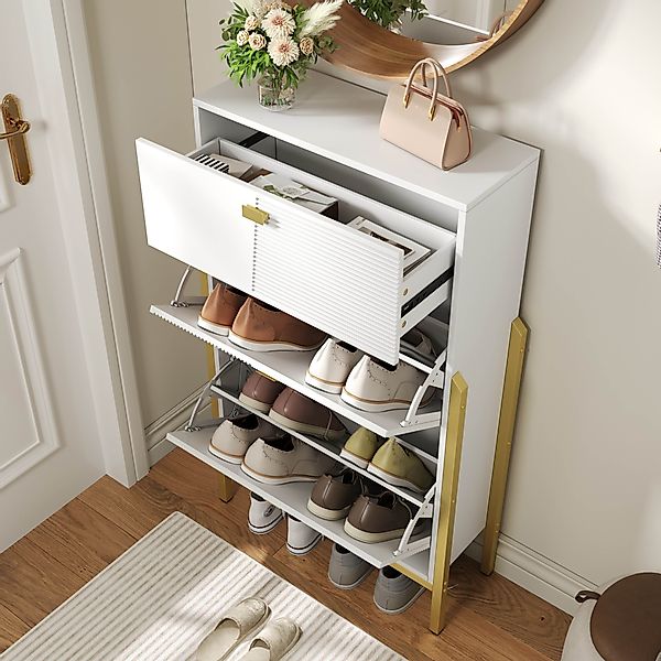 BlingBin Schuhschrank (1-St., Doppelschuhregal mit goldenen günstig online kaufen