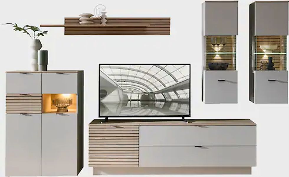 Innostyle Wohnwand »Ina Wohnwand, 340x200x44 cm (B/H/T)« 6 Stk. tlg. günstig online kaufen