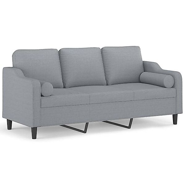 vidaXL Sofa, 3-Sitzer-Sofa mit Zierkissen Hellgrau 180 cm Stoff günstig online kaufen