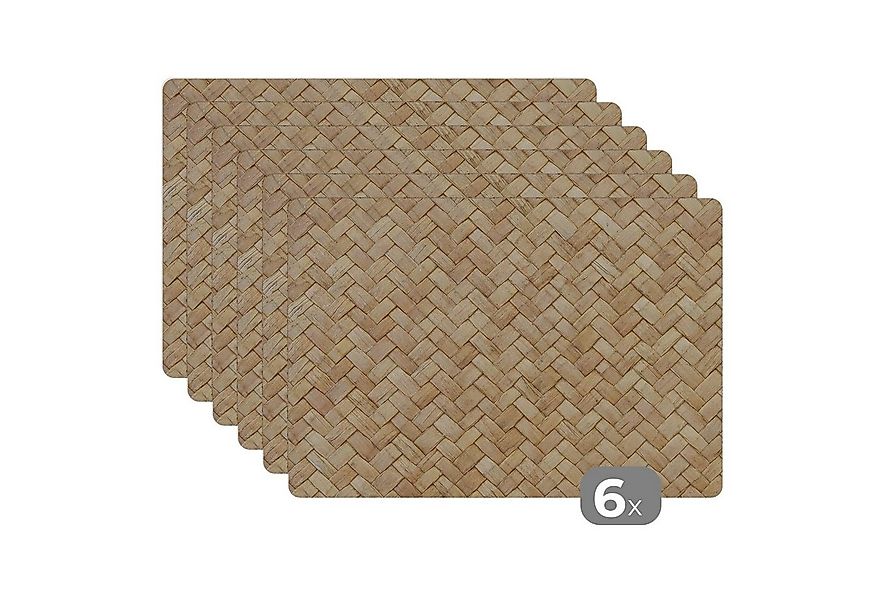 MuchoWow Platzset Muster - Beige - Rattan-Druck, (6-St), Platzsets, Tischse günstig online kaufen