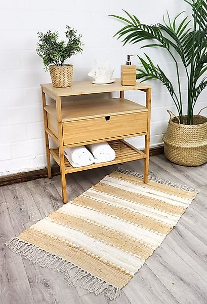 jilda-tex Läufer Teppich-Läufer Streifen Fransen recycelt 60x90 cm Baumwoll günstig online kaufen