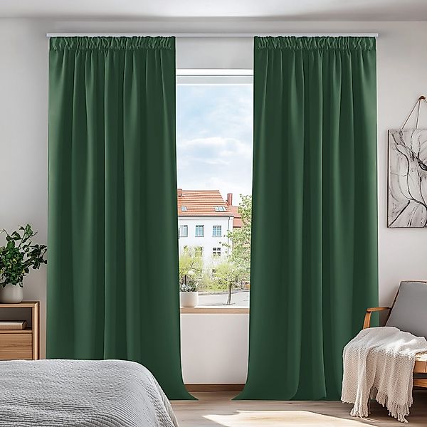 Deconovo Verdunkelungsvorhang Gardinen mit Kräuselband Blickdicht günstig online kaufen